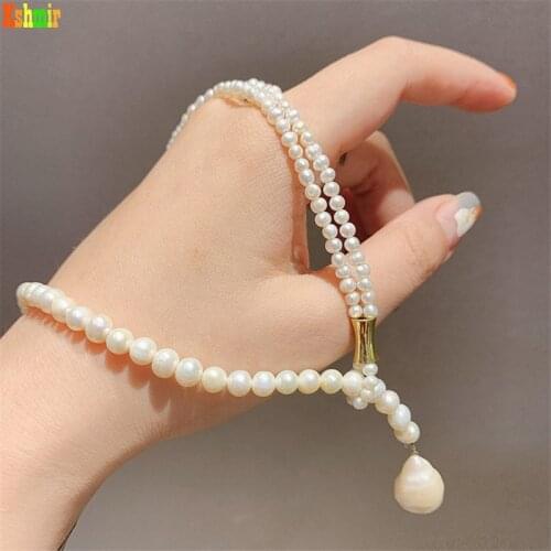 Kshmir2020 Natural freshwater pearl necklace retro Baroque pearl necklace short chain Simple clavicle chain