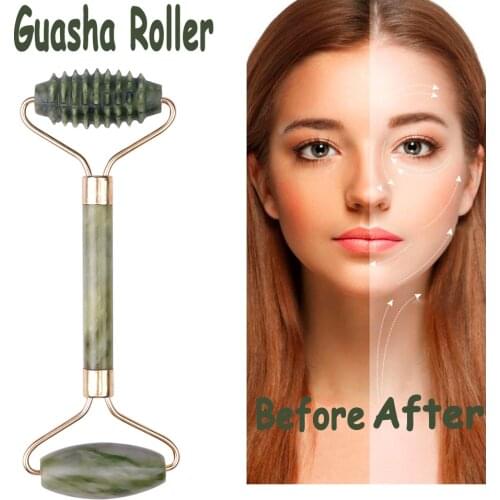 Natural Guasha Massager Green Facial Roller Plate Jade Stone Massager Eye Face Neck Thin Lift Relax Face Slimming Tools Dropship