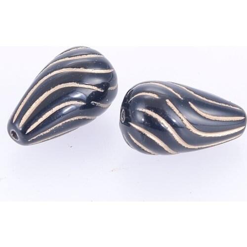 Melia New Arrival 17x10mm Fluted Corrugated Acrylic Antique Design Stripe Oval Spacer Beads For Diy Jewelry Making