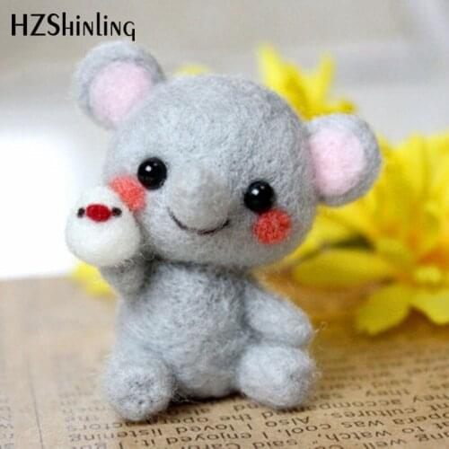Non-Finished Felt Kit Etsy Craft Handmade Elephant Toy Doll Wool Felt Poked Kitting DIY Cute Animal Wool Felting Non-Finished