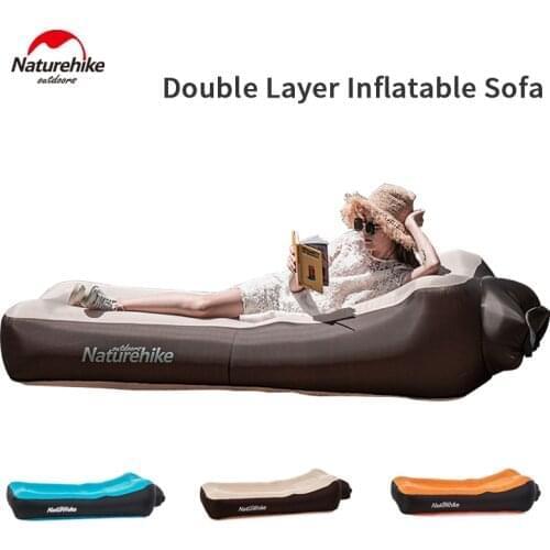 Naturehike Outdoor Camping Inflatable Sofa Bed Double Layer Waterproof Portable Beach Ultralight Air Bed Lazy Bag Lounger Sofa