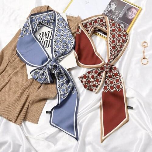 New Multifunction Head Wrap Scarf Shawl Women Elegant Pattern Silk Hair Bandana Party Skinny Scarves for Ladies Neckerchiefs Tie