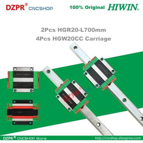 Original HIWIN HGR20 Linear Guide 700mm 27.56in Rail HGW20CC Carriage Slide for CNC Router Engraving Woodwork Laser Machine