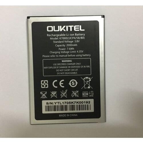 Oukitel K7000 Battery 100% Original 2000mAh Backup Battery Replacement For Oukitel K7000 Mobile Phone