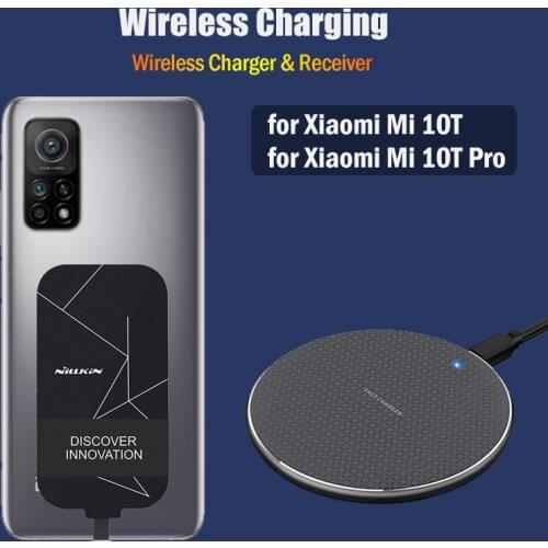 Qi Wireless Charging for Xiaomi Mi 10T/Mi 10T Pro 5G Wireless Charger+Nillkin Receiver USB Type-C Adapter Gift Case for Mi 10T