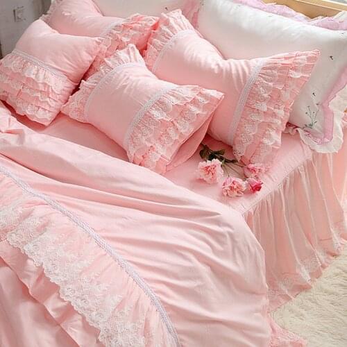 Top Luxury embroidery wedding bedding set lace ruffle duvet cover bed sheet bedspread romantic bedroom home decoration beddings