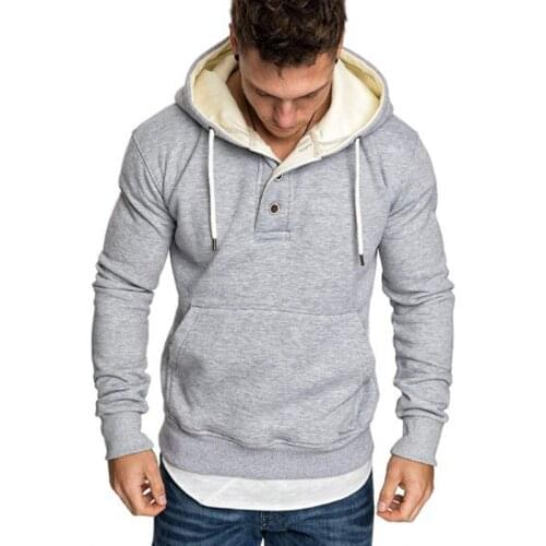 Spring And Autumn Casual Hooded Men Hoodies Button Top Man Sportwear Long Sleeves Fitness Drawstring Athletic Wear