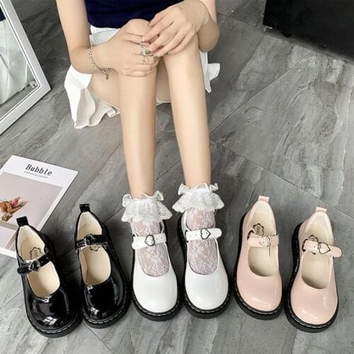 Spring Autumn Girls Lolita Shoes Patent Leather Women Mary Janes Shoes Platform Woman Flats Round Toe Ladies Shoes Black
