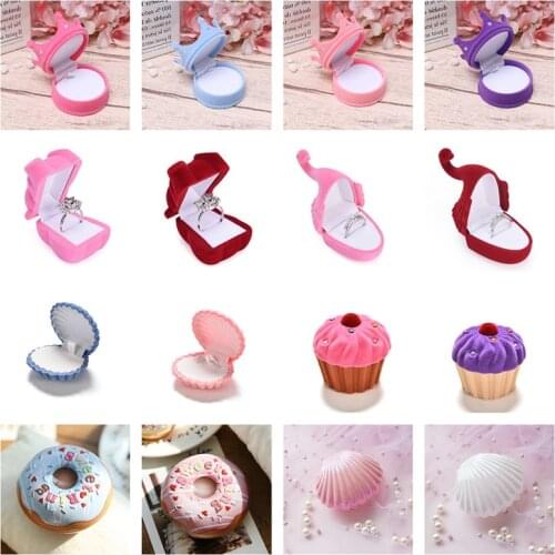 1 Piece Lovely Velvet Jewelry Box container Wedding Ring Box for Earrings Necklace Bracelet Display Gift Box Holder 24 styles