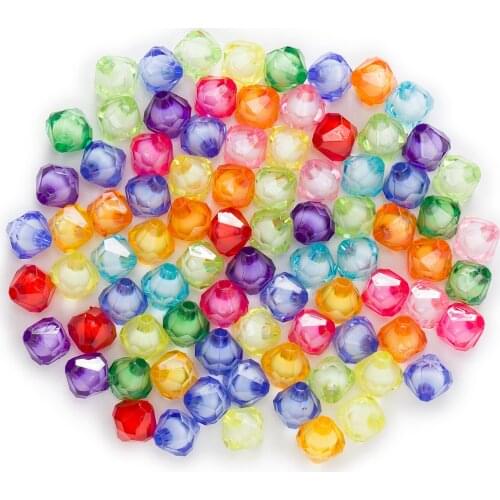 Random Mixed Acrylic Rhombus Shaped Faceted Women Children DIY Bracelet Necklace Findings Jewelry Making Spacer Beads 8-18mm