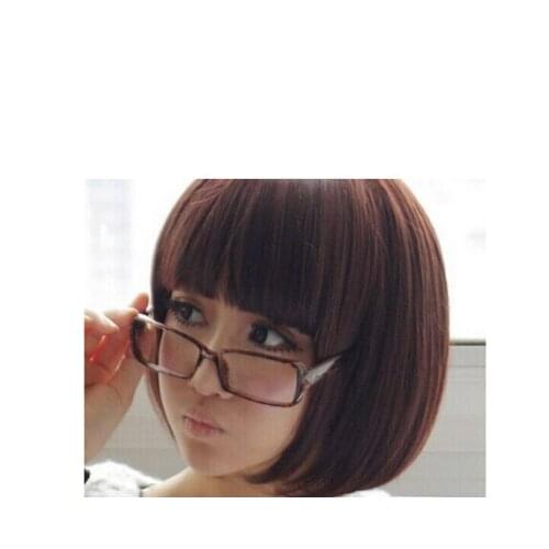 Sush##@@00228825312++Hair Full Wig Short light Brown nature Straight Bob wigs