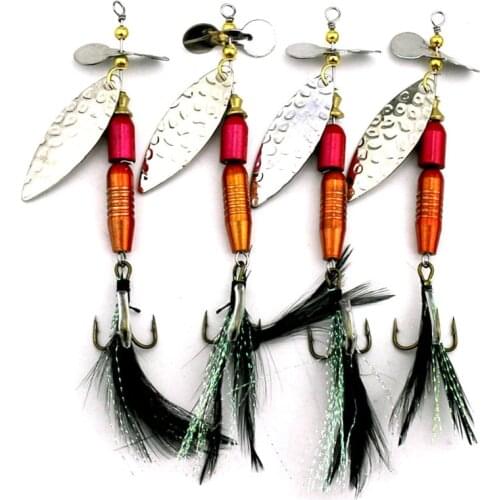 POETRYYI Rotating Spinner Fishing Lure 3.1-13.9g Spoon Sequins Metal Hard Bait Treble Hooks Wobblers Bass Pesca Tackle