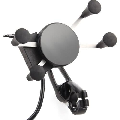 Grip Clamp USB Charger Scooter Motorcycle HandleBar Mount Holder with USB Charger for Smart Phones GPS