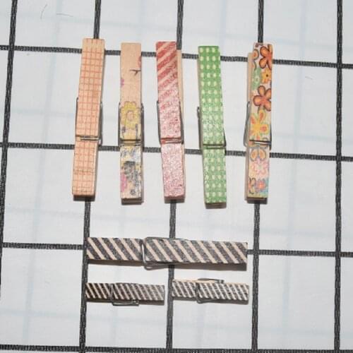 35mm 70mm Color Painted Wooden Clips Photo Clips Clothespin Craft Decoration Clips School Office Clips Portable Wood Clamp