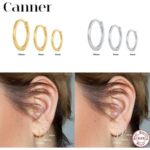 Canner 3pcs/set 925 Sterling Silver Huggie Earrings for Women Gold Color Fashion Hoop Earrings Jewelry Pendientes Plata 925 W5