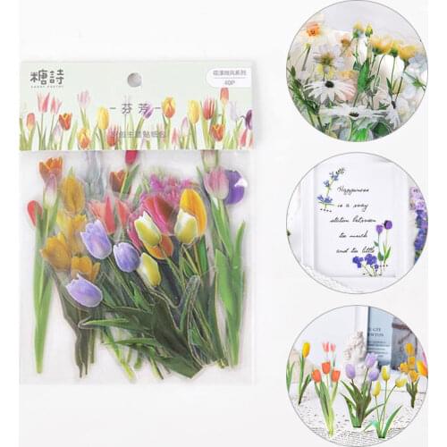 1 Pack Flower Paper Sticker DIY Diary Scrapbook Album Journal Diary Happy Planner Gift Seal Decorative Stationery Stickers