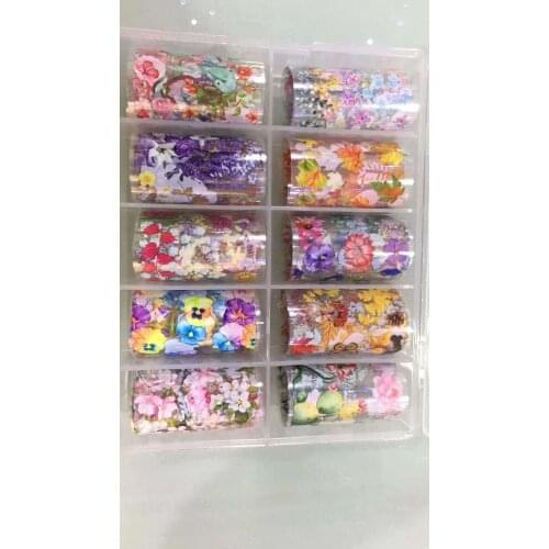 10 Pc/boxNail Art Transfer Foil Intricate & Bold Floral Sticker Set 10pc Flower Nail Art Transfer Foils set sticker Nails Florar