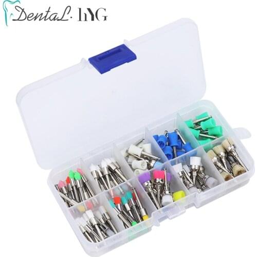 100pcs Dental Prophy Polishing Brush Flat and Tapered Polisher Bowl Nylon Teeth Whitening Material Dental Polish brush set