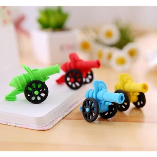 4pc Cute Cannon Shape Eraser Student Creative Novelty Kids Rubber Stationery Pencil Eraser Promotion Office School Supplies