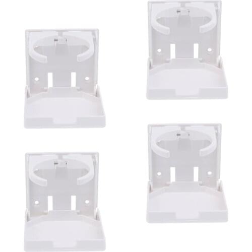 4 Pieces Boat Marine Caravan Tractor Nylon/Plastic Folding Drink Can Cup Holders White
