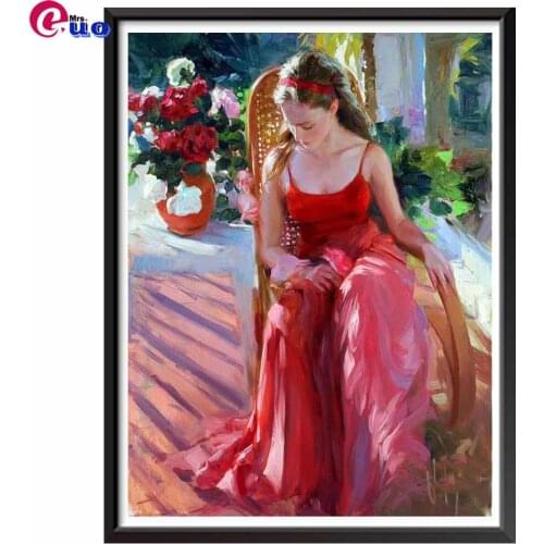 5d diy diamond painting Elegant red dress woman diamond mosaic cross stitch embroidery diamond round square home decor gift