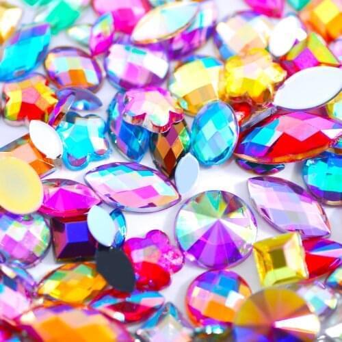 Mixed Colors Acrylic Nails 3D Clear AB Rhinestones Crystal DIY Nail Manicure Art Decorations Stones 300pcs