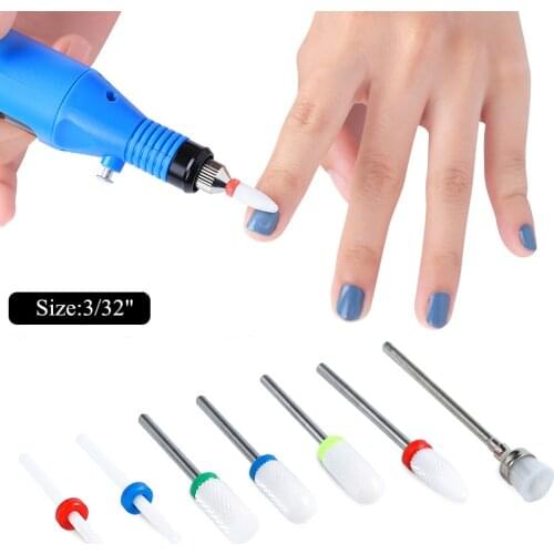 Diamond Ceramic Carbide Nail Drill Bit Rotate Burr Milling Nail Cutter Bits For Manicure Pedicure Tool Electric Drill Machine