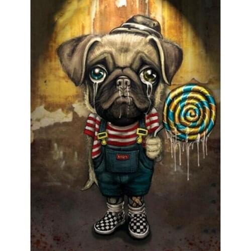 Diamond Kit Diamond Painting French Bulldog Lollipop Dog Cross Stitch Full Round Diamond Embroidery Sale Mosaic Handicraft TY754