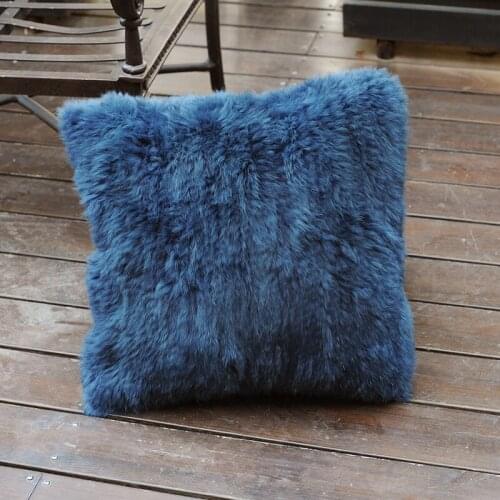 Free Shipping CX-D-79C Fashion Knitted Genuine Rabbit Fur Pillow Cover Decorative Pillowcases Cushion Cover