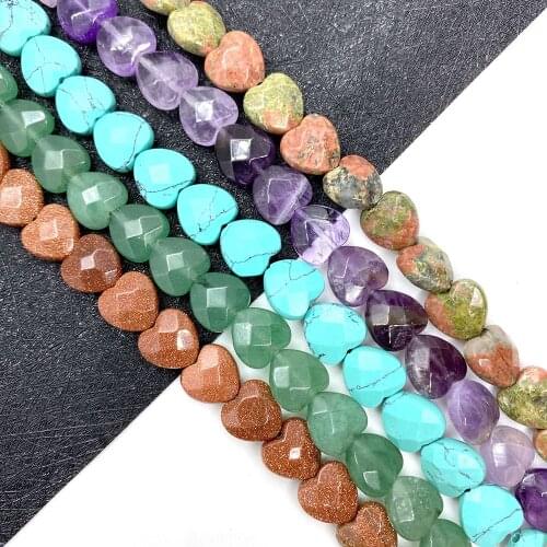 Natural Stone Love Heart-shaped Faceted Beads 10x10x5mm Amethyst for DIY Jewelry Making, Bracelet and Necklace Accessories