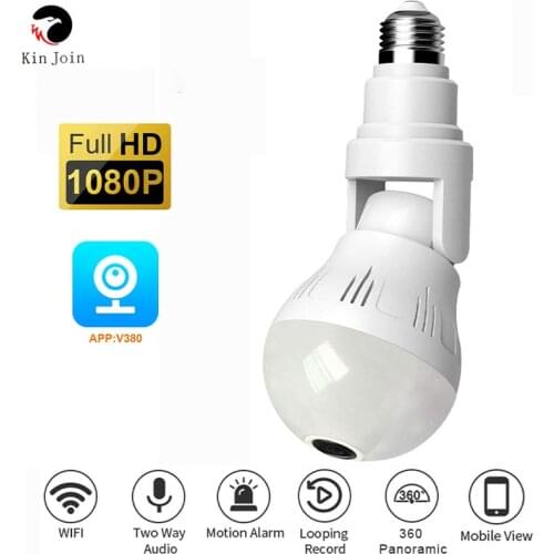 CCTV Video Wireless IP Camera Monitoring Fish Eye HD Night Vision Camera Panoramic Bulb Camera