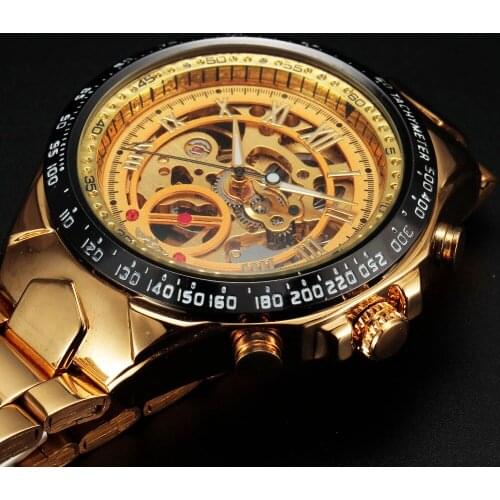 Winner Watches Men Sport Watch Mens Skeleton Watch Automatic Mechanical Army Military Business Wrist Watch Golden Wristwatch