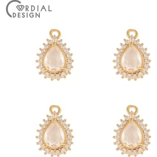 Cordial Design 50Pcs 11*16MM CZ Pendant/Earrings Accessories/Hand Made/Jewelry Findings & Components/DIY Making/Crystal Charms