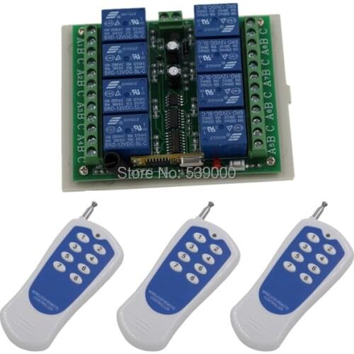 DC 12V 10A Wireless 8 Channel Light Remote Control Switch+Transmitter RF 433MHz Remote Controller