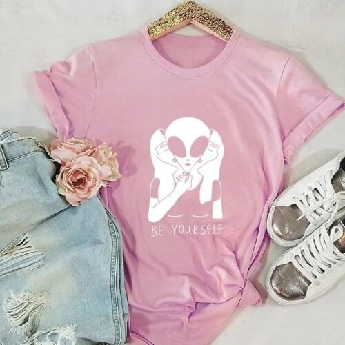 JFUNCY Women Summer T Shirt Oversize Female T-shirts Short Sleeve Cotton Woman Tshirt Fashion Astronaut Print Lady Tees Tops