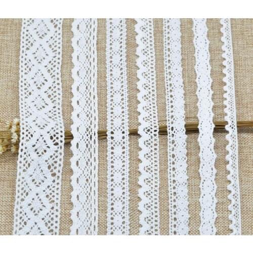 KALASO 5Yards(4.6m) Beautiful White High Quality Cotton Crochet Flower Lace Trim DIY Craft Supplies Sewing Fabric Decoration