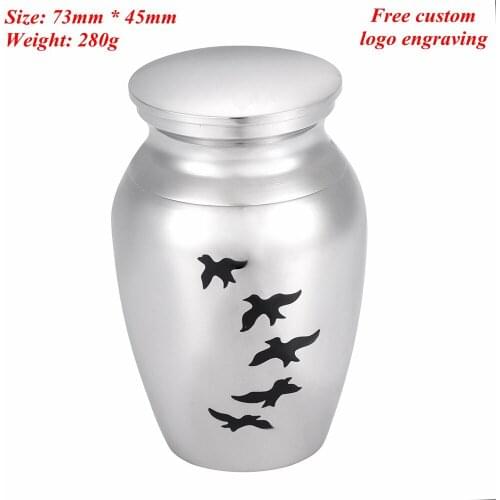 "Birds Going Home" Engraving Locket Keepsake Memorial Urns Pet/ Human Cremation Jar Casket Funeral Urn Jewellery - Display Box