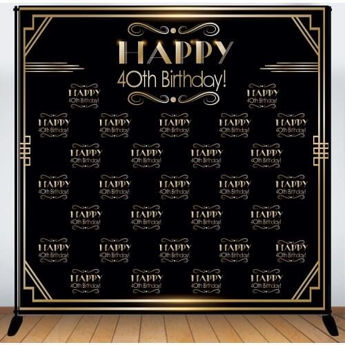 Mehofoto Step and Repeat 40th Birthday Backdrop Great Gatsby Photo Booth Backdrop Gatsby Wall Birthday Photo Background Birthday