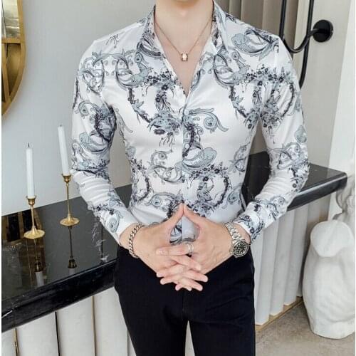 Fashion Mens Autumn Casual Shirts 2019 Long Sleeve Turn Down Collar Formal Slim Fit Long Sleeve Dress Shirt Top