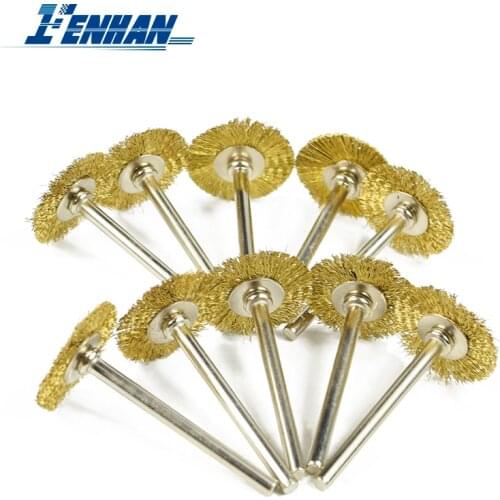 Brass Wheel Brush Set 10pcs 3.0mm Shank Wire Wheel Brush for Dremel Rotary Tools Electric Tool for The Engraver Polishing Tools
