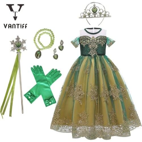 2021 Fancy Princess Dresses off-the-shoulder Summer Dress Halloween Costumes Kids Birthday Party Clothing Wedding Mesh Skirt