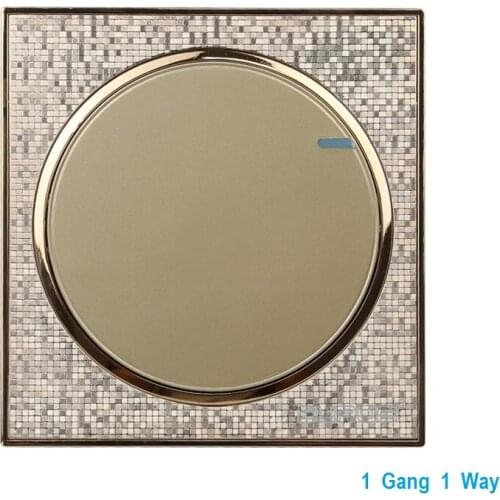 Luxury Champagne Gold Wall Switch 1 Gang 1 Way Single Control Light Switch Round Button Simple and Fashion 86mm*86mm Switch