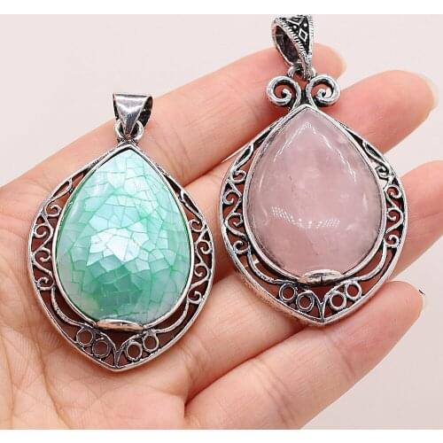 Natural Agates Stone Pendant Fine Water Drop Shape Pendant Charms for Making Women Jewerly DIY Necklace Gift Size 35x45mm