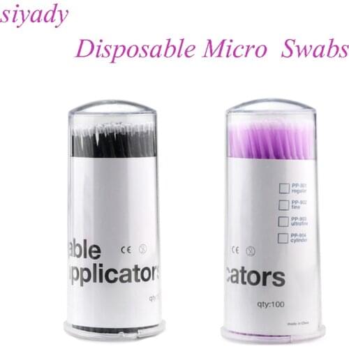 100Pcs Disposable Micro Applicators Mascara Brushes Mini Swab for Eyelashes Extensions Eyelash Glue Cleaning Stick Regular