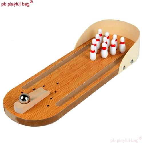 PB Playful Bag Wooden Creative Mini Bowling Set Early Childhood Education Toys Parent-Child Interactive Table Game Kid Gift UG44