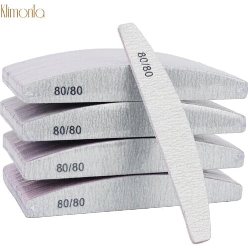 50Pcs/Pack Zebra Curve Nail Files 80/80 Grit Double Sided Gray Buffer Block Files UV Gel Salon DIY Beauty Nails Care Tools