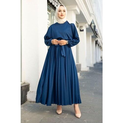 Pleated Maxi Womens Laced Dress For Muslim Clothing Islamic Fashion Turkey Dubai Abaya Kaftan Hijab Long Dress Oversize