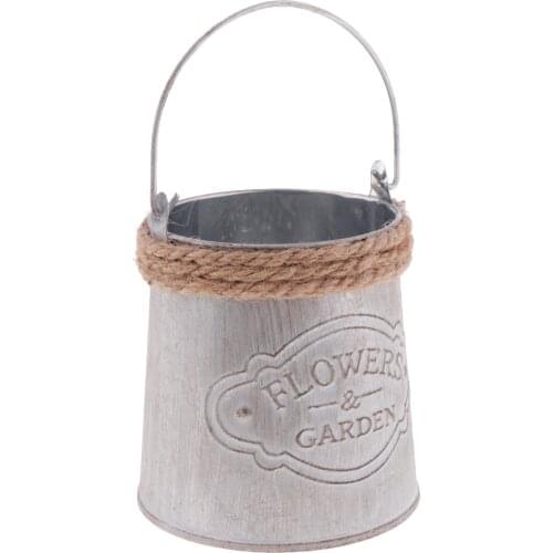 Shaby CHIC Metal Home Decor Bucket for Gardening or Floral Arrangements