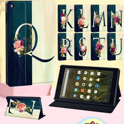 Casual Tablet Case for Amazon Fire 7/ HD 8 /HD 10/Fire HD 8 Plus 10th Gen 2020 Simple Style Letter Dust-proof Flip Cover Case