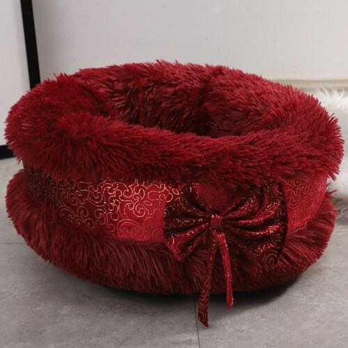 Super Soft Fluffy Dog Bed Long Plush Pet Sofa Cat Mat Dog Bed Cushion House Washable Pet Kennel Round Sleeping Bag for Small Dog